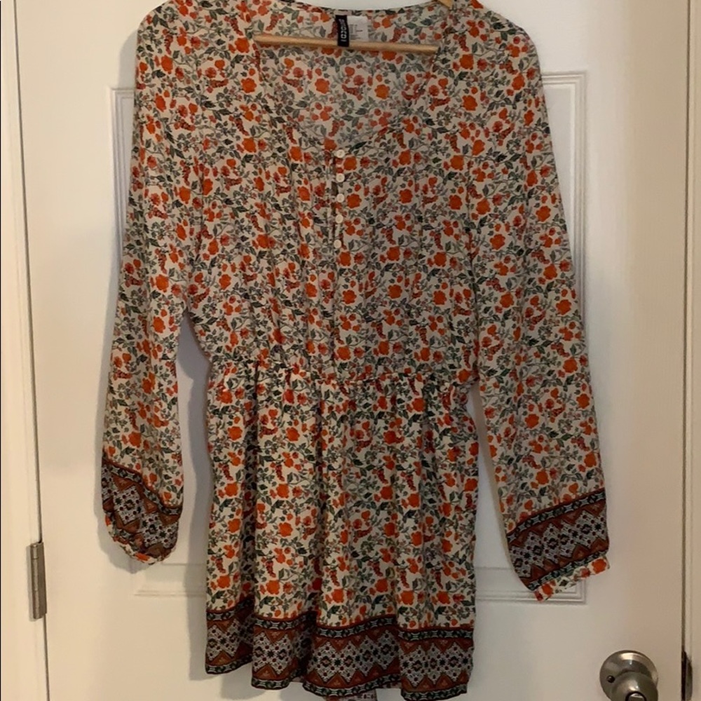 Long Sleeve Patterned Romper
